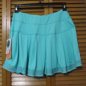 Gottex skort NEW aqua blue pull on & stretchy pleated skirt & shorts under sz L